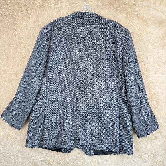 Claiborne Wool Blazer Mens 46 Gray Herringbone Tweed Sport Coat Business‎ Casual - Picture 2 of 13